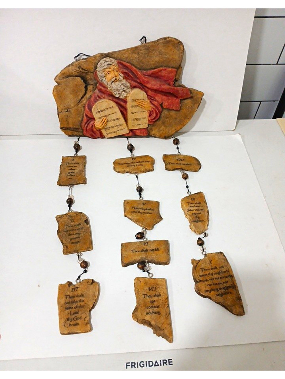 Spiritual Harvest Ten Commandments Moses Resin Wall Plaque Hanging wind chime